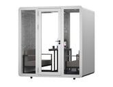 Homelements 4 Persons 2.0x1.8x2.25m White & Black Metal Plate Model Mobile Soundproof Room Home Live Broadcast Room Singing Cabin Recording Studio Indoor Telephone Booth Piano Sleeping Soundproof Silent Cabin